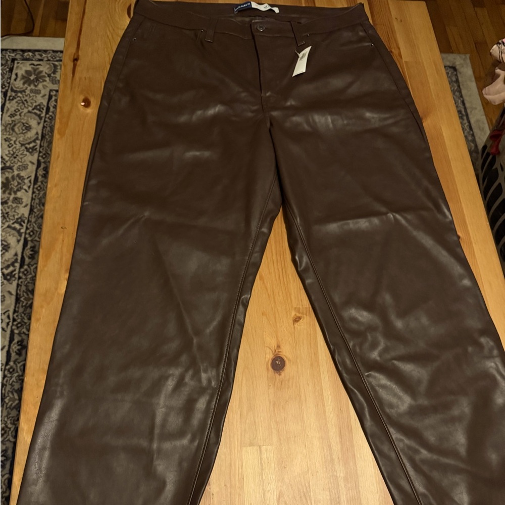 Brown Faux Leather Pants